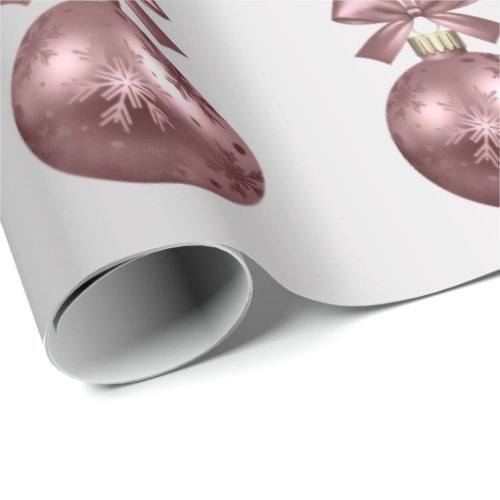 Elegant Rose Gold Christmas Ornament Pattern Wrapping Paper