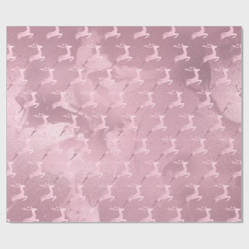 Elegant rose gold Christmas reindeer pattern Wrapping Paper Zazzle