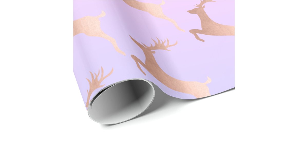 Elegant Rose Gold Christmas Reindeer Pattern Wrapping Paper Zazzle