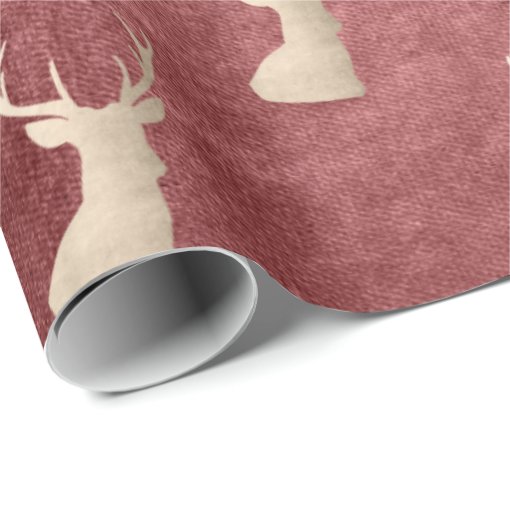Elegant rose gold Christmas reindeer pattern Wrapping Paper Zazzle
