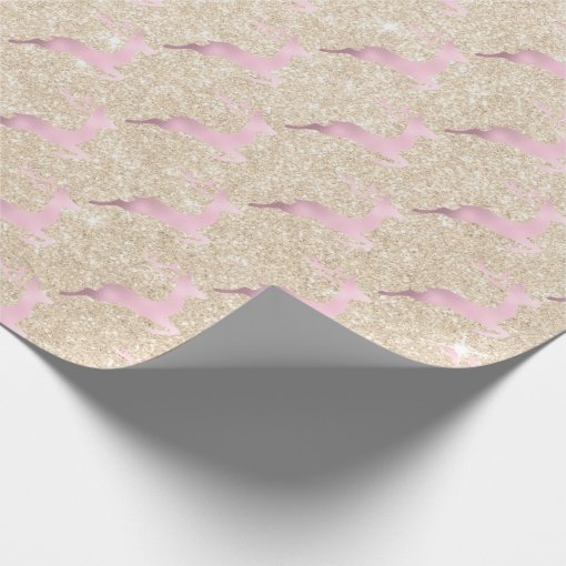 Elegant rose gold Christmas reindeer pattern Wrapping Paper Zazzle