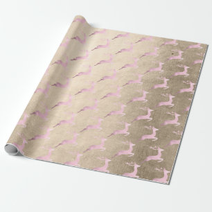 Elegant rose gold Christmas reindeer pattern Wrapping Paper
