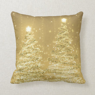 Elegant Rose Gold Christmas Sparkling Trees Throw Pillow