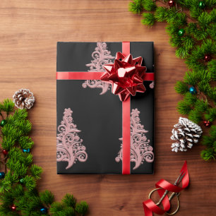 Elegant Rose Gold Christmas Tree Pattern Wrapping Paper