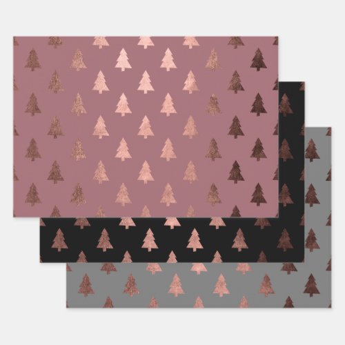 Elegant Rose Gold Christmas tree pattern  Wrapping Paper Sheets