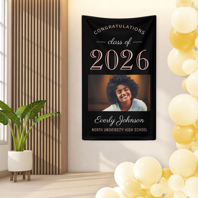 Elegant Rose Gold Class of 2026 Photo Banner (Creator Uploaded)