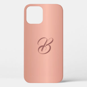 Elegant Rose Gold Color Monogrammed iPhone Case
