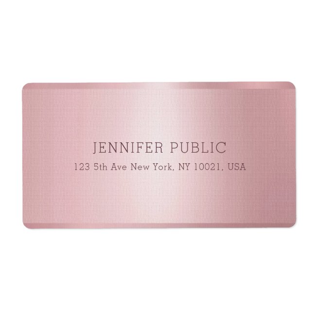 Elegant Rose Gold Color Personalized Template Label (Front)