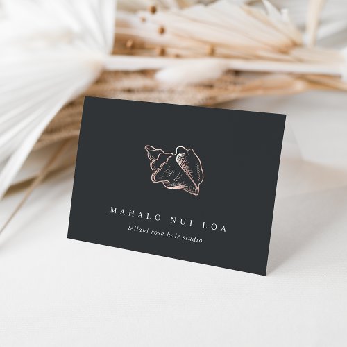 Elegant Rose Gold Conch Shell Client Thank You Card