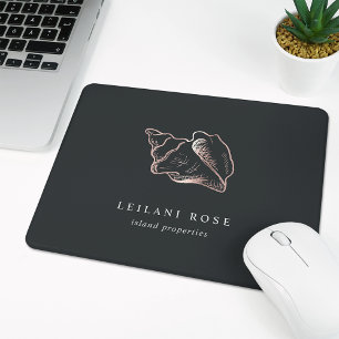 Elegant Rose Gold Conch Shell Mouse Pad