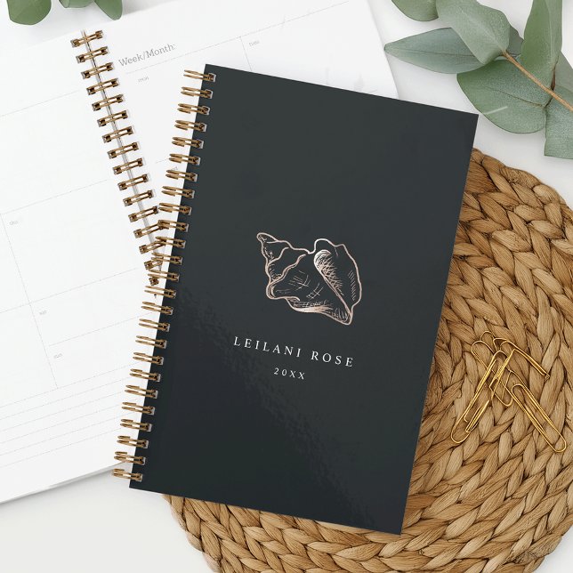 Elegant Rose Gold Conch Shell Personalized Planner (Creator Uploaded)