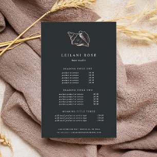 Elegant Rose Gold Conch Shell Pricing & Services Flyer