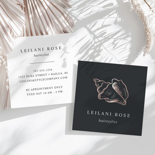 Elegant Rose Gold Conch Shell Square Business Card