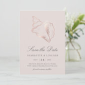 Elegant Rose Gold Conch Shell Wedding Save The Date (Standing Front)