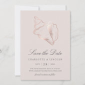 Elegant Rose Gold Conch Shell Wedding Save The Date (Front)