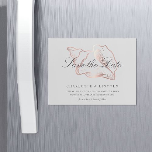 Elegant Rose Gold Conch Wedding Save the Date Magnetic Invitation