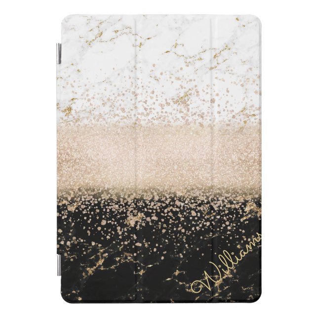 Elegant rose gold confetti marble design iPad pro cover (Front)