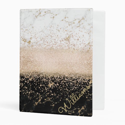 Elegant rose gold confetti marble design mini binder