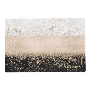 Elegant rose gold confetti marble design placemat