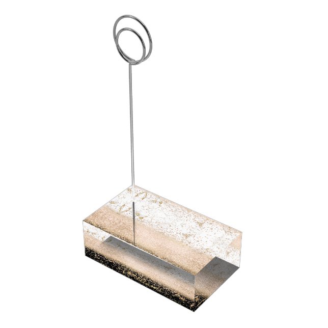 Elegant rose gold confetti marble design table number holder (Corner)