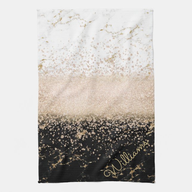 Elegant rose gold confetti marble design towel (Vertical)