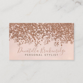 Elegant Rose Gold Confetti Professional Business Card