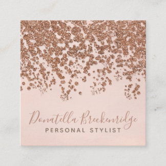 Elegant Rose Gold Confetti Professional Square Business Card