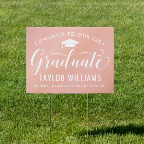 Elegant Rose Gold Congrats to Our 2024 Graduate Sign