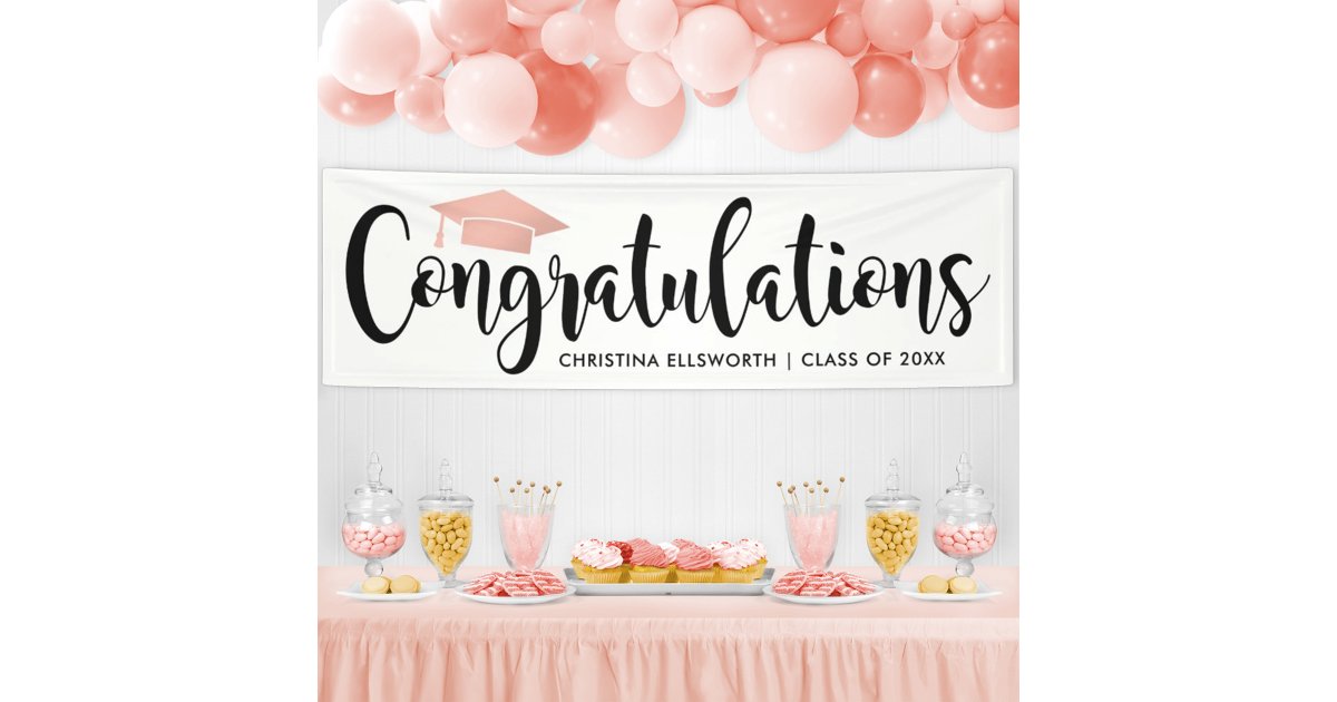 Elegant Rose Gold Congratulations Graduate Banner | Zazzle