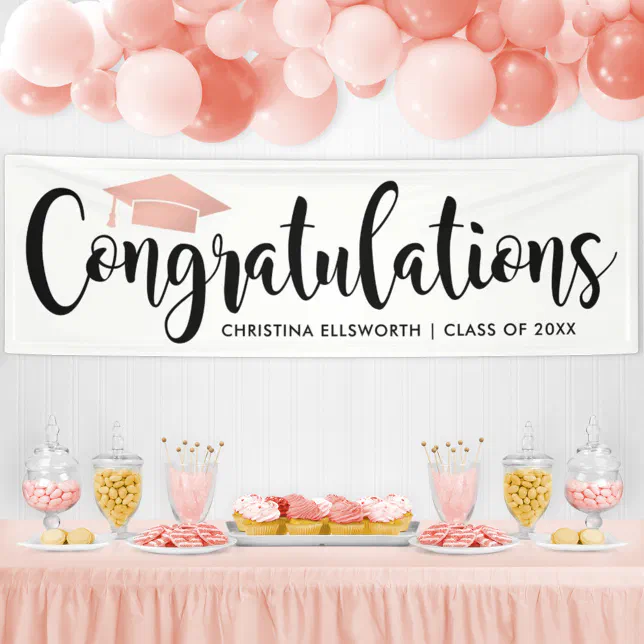 Elegant Rose Gold Congratulations Graduate Banner | Zazzle