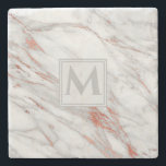 Elegant Rose Gold Copper White Marble Monogram Stone Coaster<br><div class="desc">Elegant Chic Rose Gold and White Marble Monogram home decor design ready to personalize with your monogram.</div>