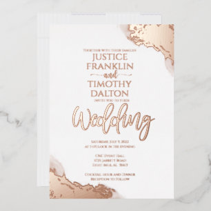Elegant Rose Gold Corner Border Wedding Foil Invitation