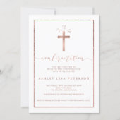 Elegant rose gold cross monogram confirmation invitation | Zazzle