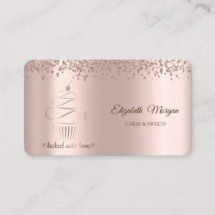 Elegant Rose Gold Cupcake,Sweets Business Card