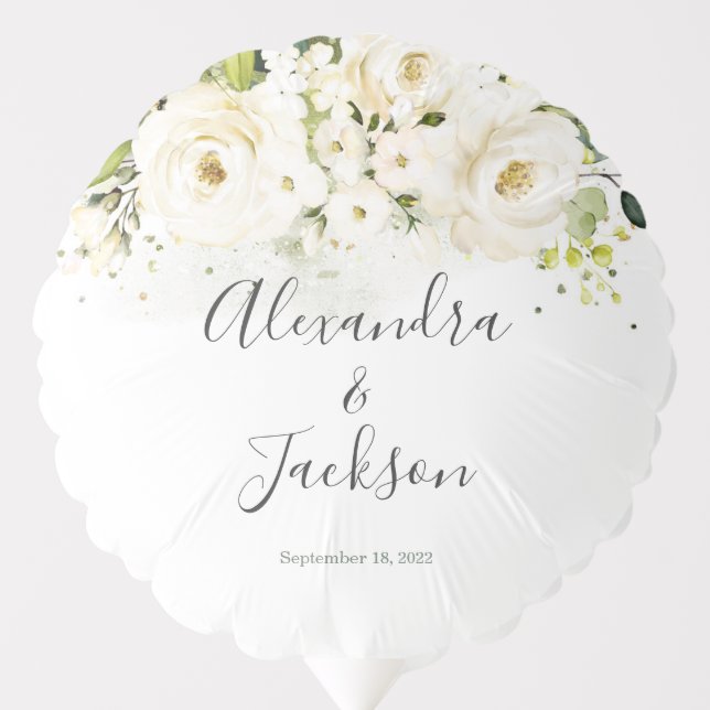 Elegant Rose & Gold Cursive Wedding Balloon (Front)