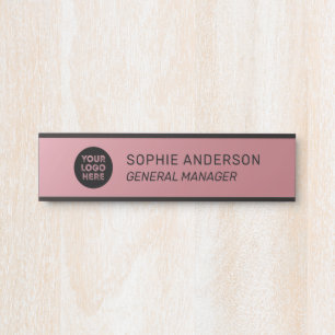 Elegant Rose Gold Custom Logo Name Job Title Door Sign