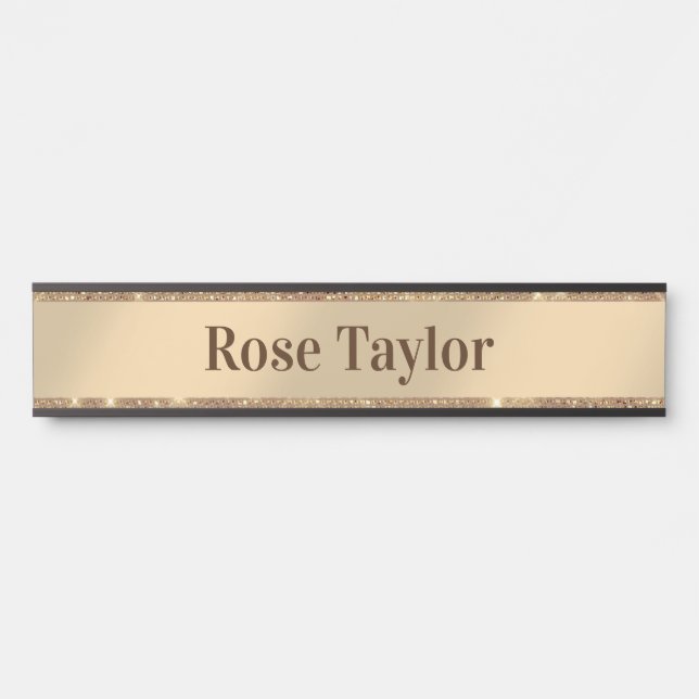 Elegant Rose Gold Custom Name Door Sign (Front)