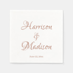 Elegant rose gold Custom script name date Wedding Napkins