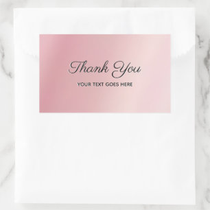 Elegant Rose Gold Custom Text Thank You Luxe Rectangular Sticker