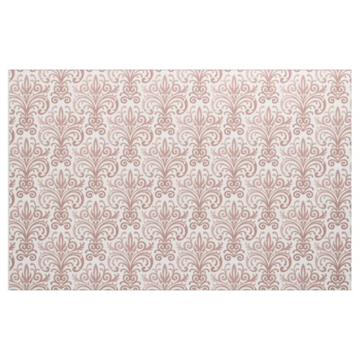 Elegant Rose Gold Damask Printed by the Yard Fabric Zazzle