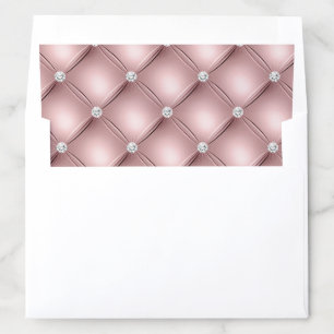 Elegant Rose Gold Diamond Tufted Wedding Envelope Liner