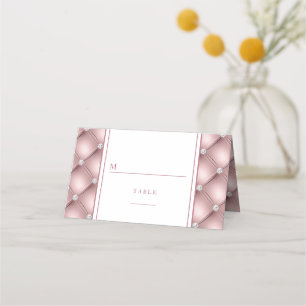 Elegant Rose Gold Diamond Tufted Wedding Place Card