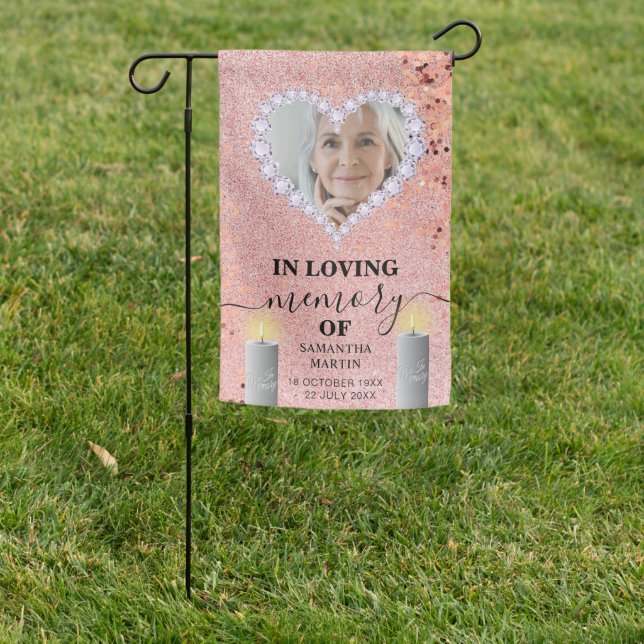 Elegant Rose Gold Diamonds  Memorial Grave Site Garden Flag (In SItu)