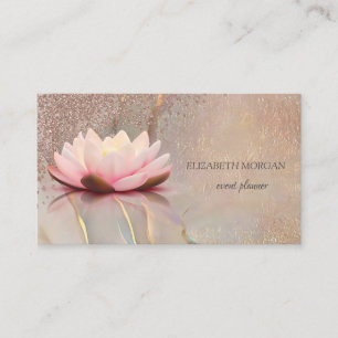 Elegant Rose Gold Diamonds Opal Lotus Business Card