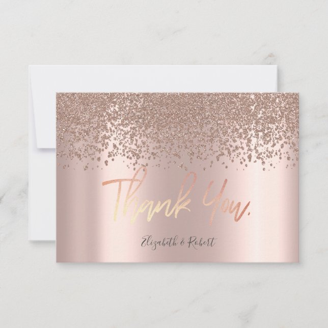 Elegant Rose Gold Diamonds Thank You Card (Front)