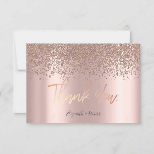 Elegant Rose Gold Diamonds Thank You Card | Zazzle.com
