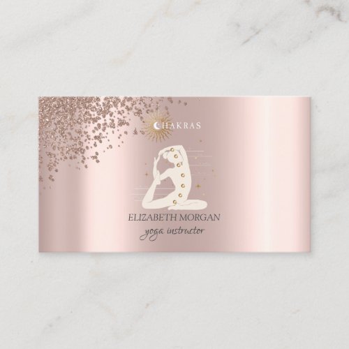  Elegant Rose Gold Diamonds Yoga Girl Silhouette Business Card