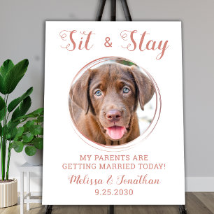 Elegant Rose Gold Dog Photo Welcome Pet Wedding Foam Board