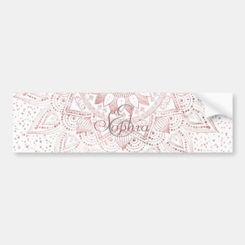 Elegant Rose Gold Dots Mandala Bumper Sticker