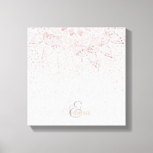 Elegant Rose Gold Dots Mandala Canvas Print